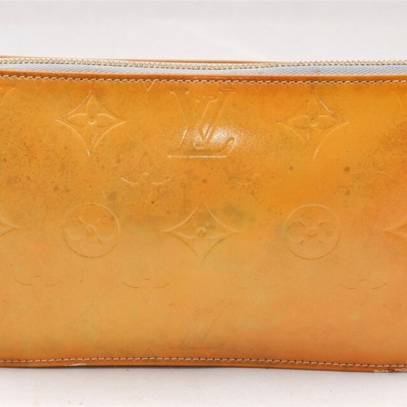 Authentic Louis Vuitton Vernis Lexington Hand Bag Pouch Yellow M91056 LV 5057I - Picture 12 of 16